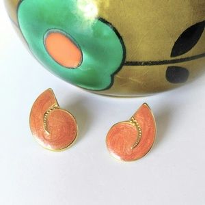 COPPER Colored Vintage Shell Earrings-Gold